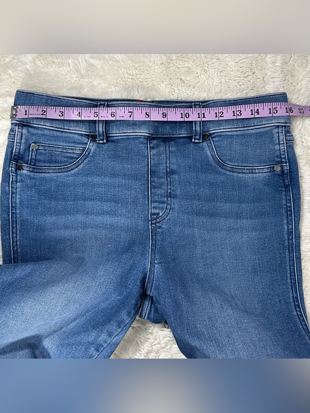 Spanx EveryWear Jeans Womens Large Blue Flare High Rise Stretch Boho Festival - Picture 5 of 9